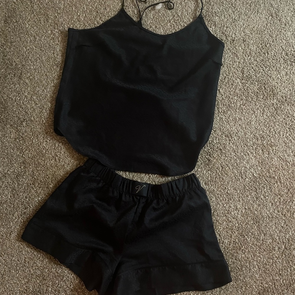 Victoria’s secret Black Cheetah print satin PJs
